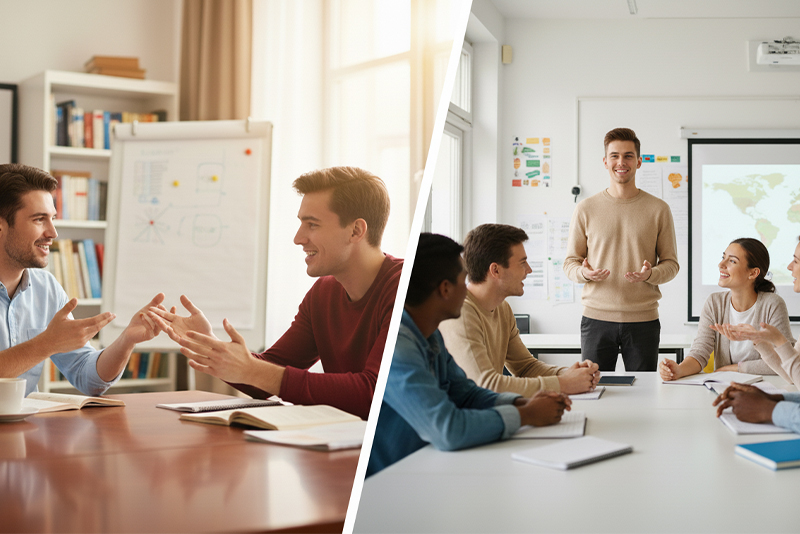 کلاس خصوصی یا گروهی؟ کدام برای رشد سریع‌تر مکالمه مناسب است؟